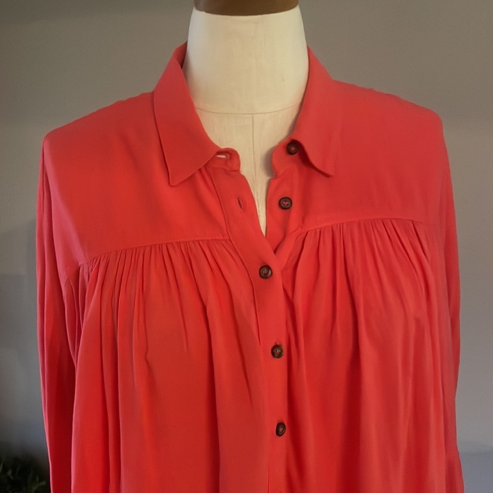 FREE PEOPLE women’s OVERSIZED LOVELY DAY button up collared SHIRT pockets Small - Picture 5 of 15